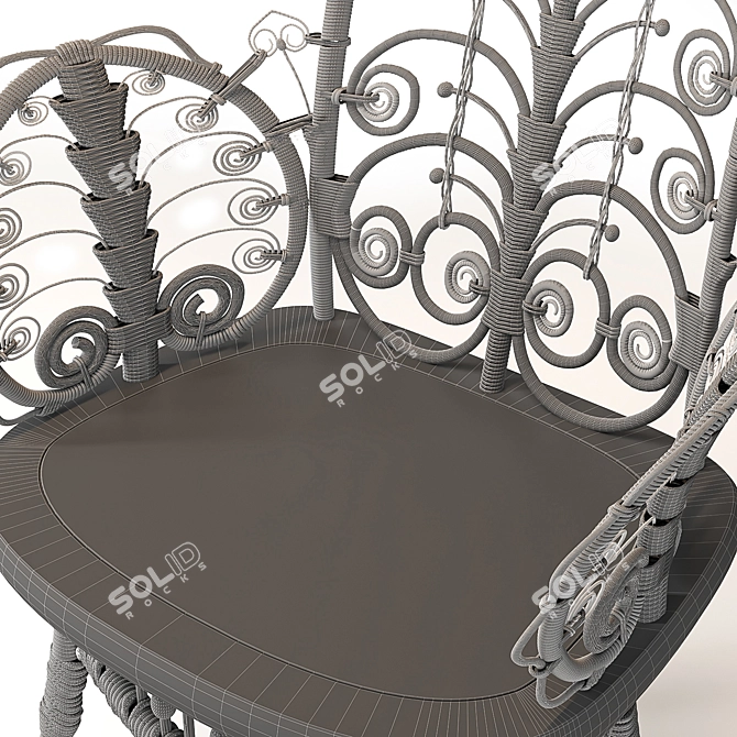 Elegant Victorian Wicker Chair 3D model image 7