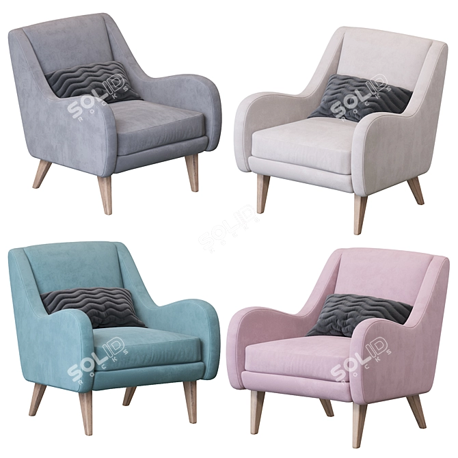 Elegant Sebastian Armchair 3D model image 1