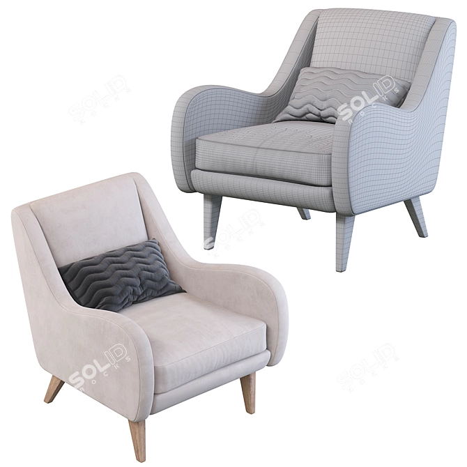Elegant Sebastian Armchair 3D model image 5