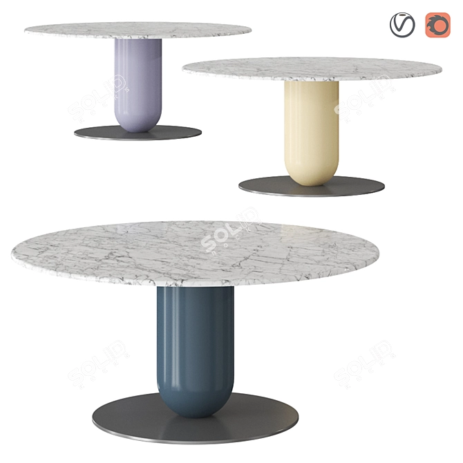 Ettore Marble Round Table 3D model image 1