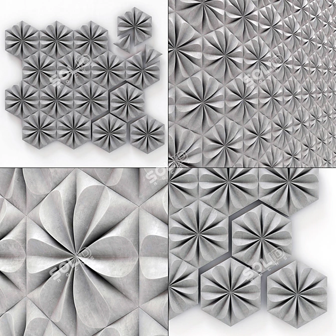 Hexagon Panel with Pattern - Smooth and Seamless 3D model image 1