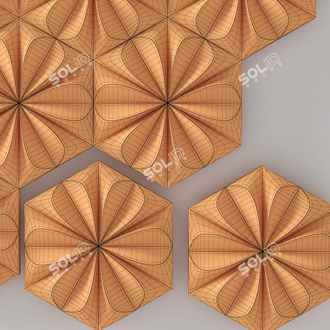 Hexagon Panel with Pattern - Smooth and Seamless 3D model image 5