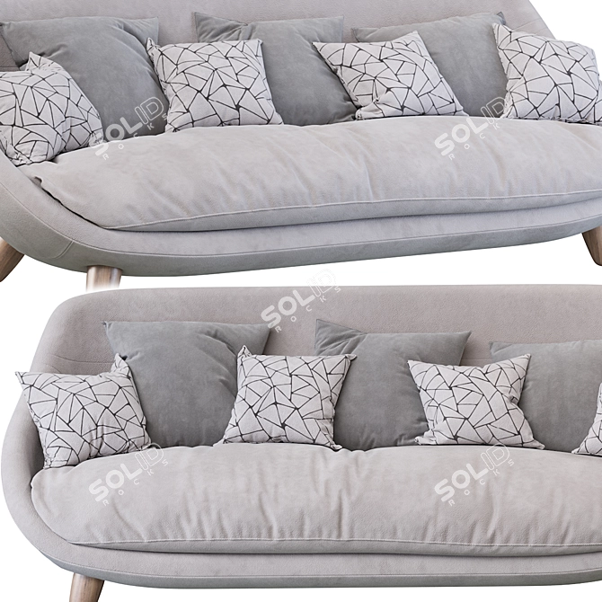 Luxury Velvet High Back Sofa 3D model image 4