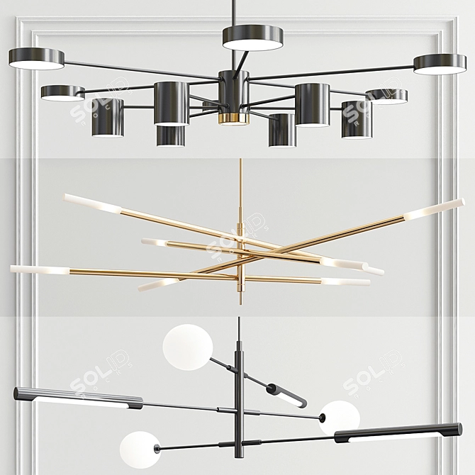 Sputnik Runna Chandelier Collection - 3 Options 3D model image 1