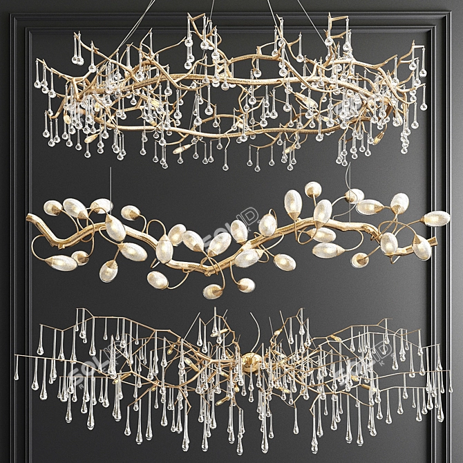 Serip Lotus Bijout Chandelier - Exquisite Illumination 3D model image 1