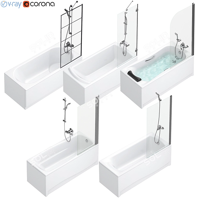 Luxury Bath and Shower Curtains Set 3D model image 1