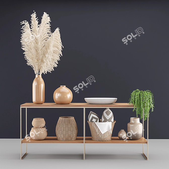 Elegant Pampas Decor Set 3D model image 2