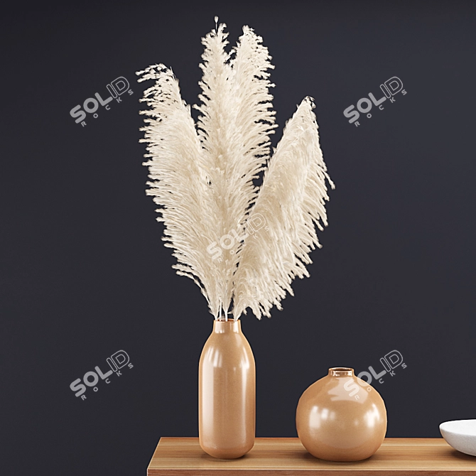 Elegant Pampas Decor Set 3D model image 3