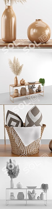 Elegant Pampas Decor Set 3D model image 5