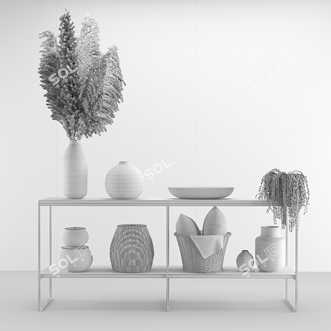 Elegant Pampas Decor Set 3D model image 10