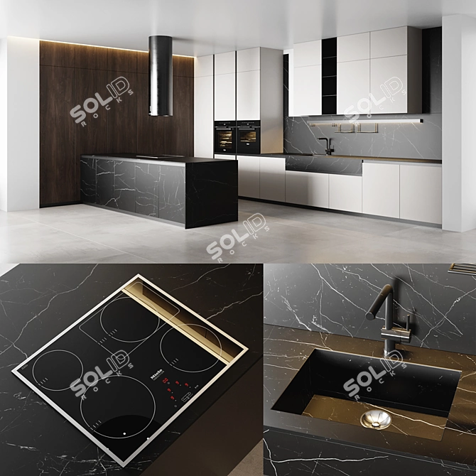Sleek Kitchen Appliance Trio 3D model image 1