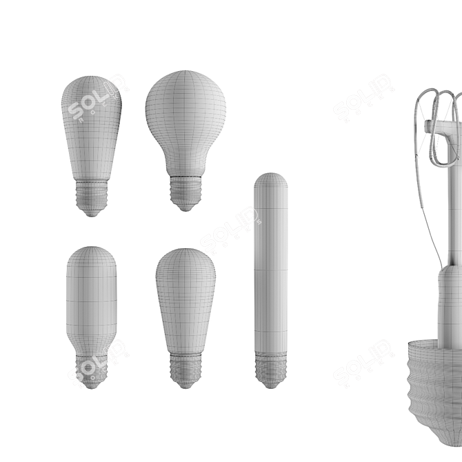 Vintage Edison Bulb Lamps Set 3D model image 2