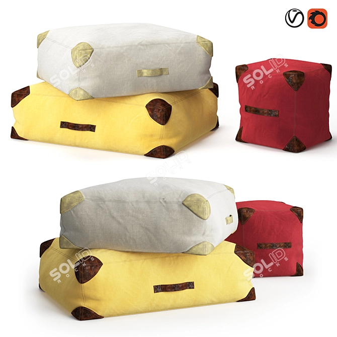 Phileas Luxury Floor Cushions 3D model image 4