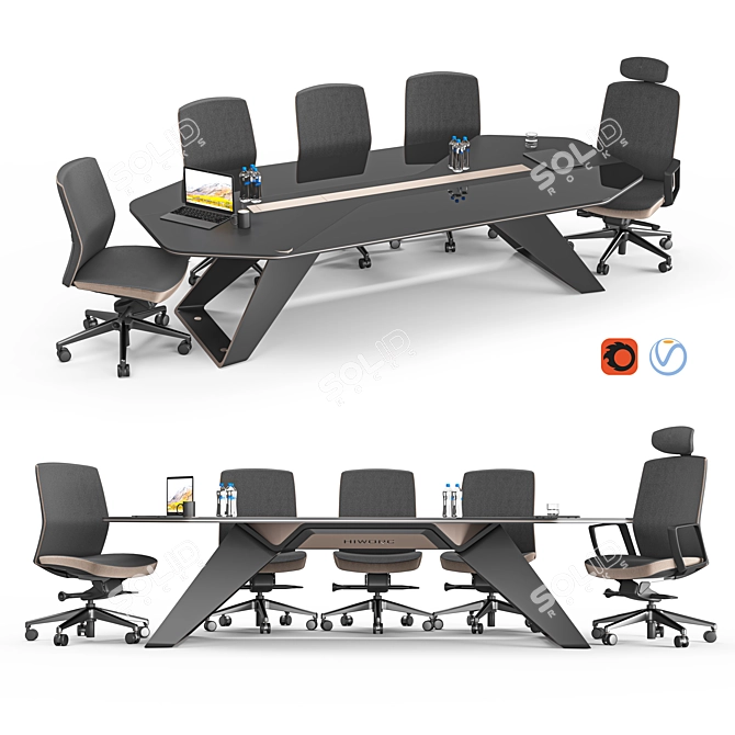 Sleek Guillotine Meeting Table 3D model image 1