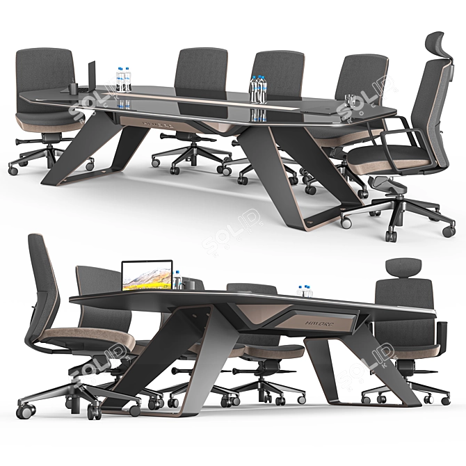 Sleek Guillotine Meeting Table 3D model image 3