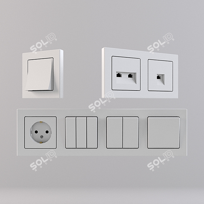 Sleek Low-Poly Wall Switch 3D model image 1