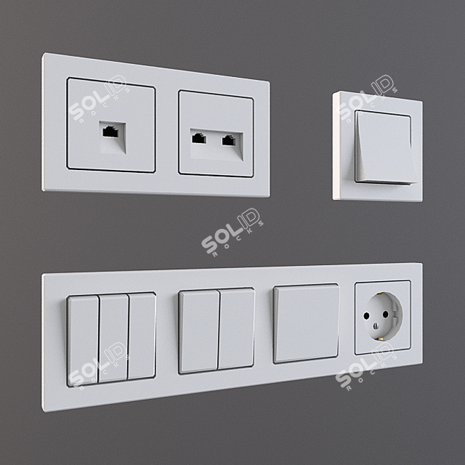 Sleek Low-Poly Wall Switch 3D model image 2