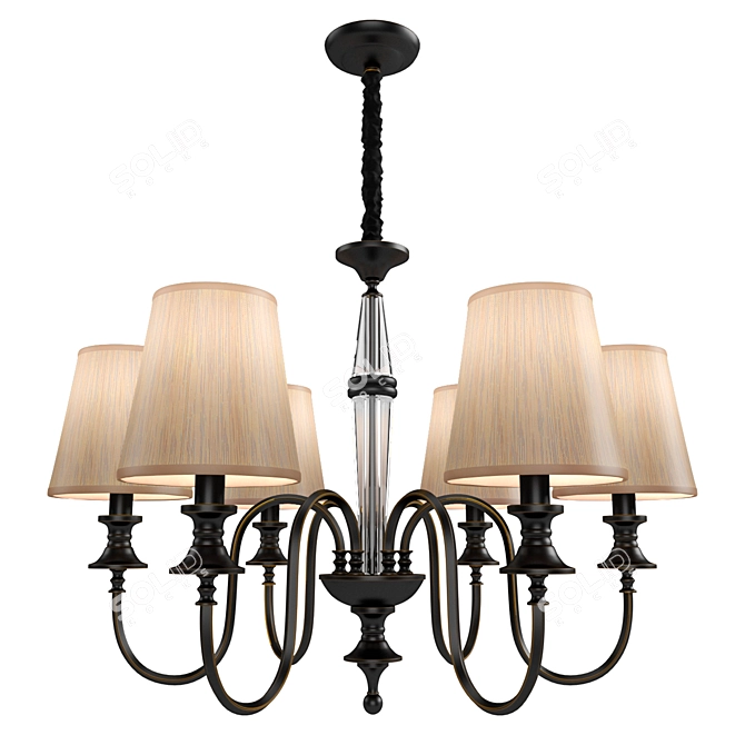 Elegant Black and Gold Chandelier 3D model image 1