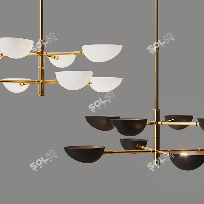 Title: Graphic Two-Tier Chandelier - Stunning Lighting Fixture 3D model image 2