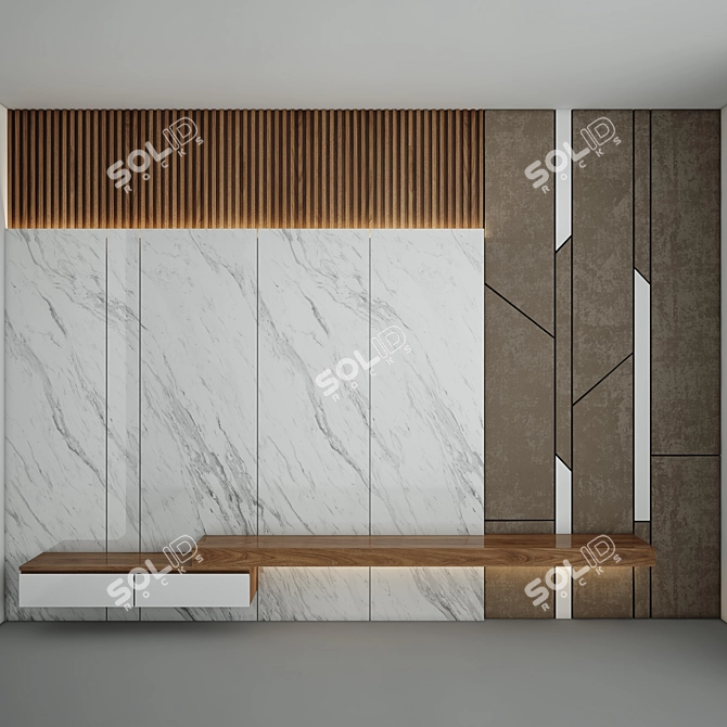 Elegant Velor Wood Wall Panels 3D model image 1