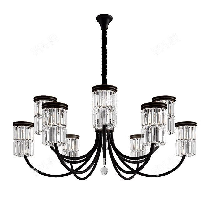 Luxury Black+Gold Crystal Chandelier 3D model image 1