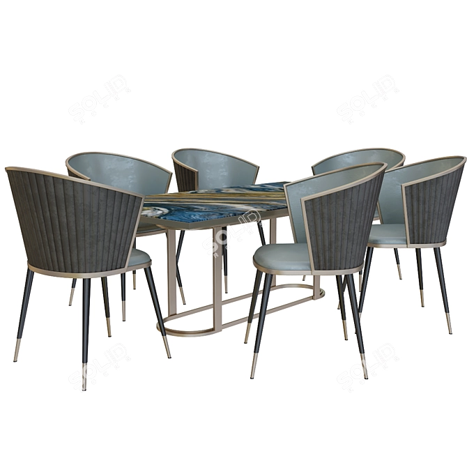 Sleek Dining Chair Set 3D model image 1