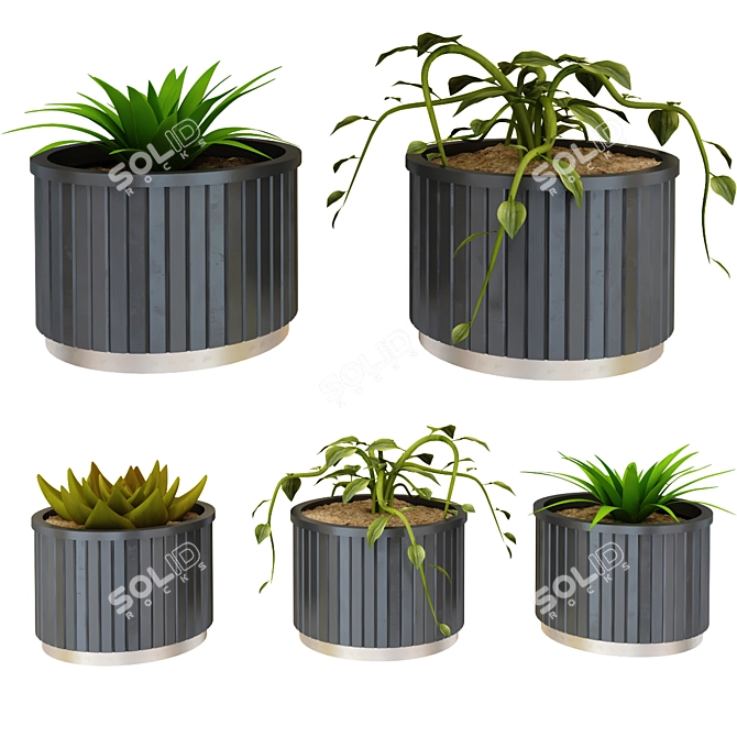 Elegant Porcelain Flower Pot 3D model image 1