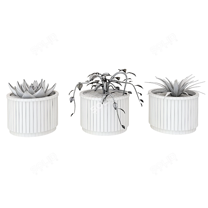 Elegant Porcelain Flower Pot 3D model image 2