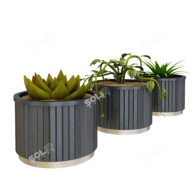 Elegant Porcelain Flower Pot 3D model image 3