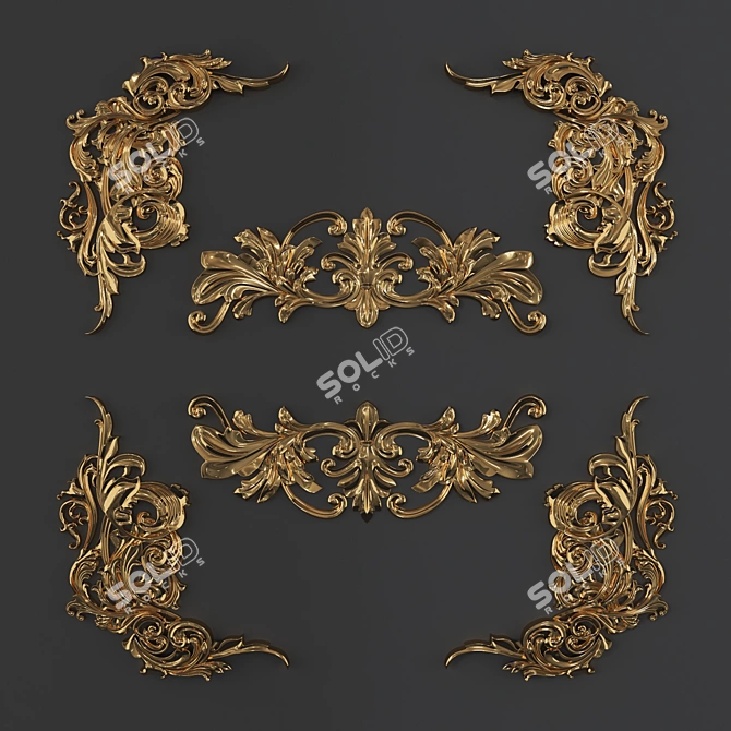 Title: Vintage Burnt Wood & Metal Ornaments 3D model image 2