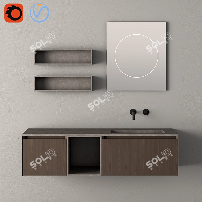 Sleek Modern Bathroom Cabinet | No. 085 3D model image 1