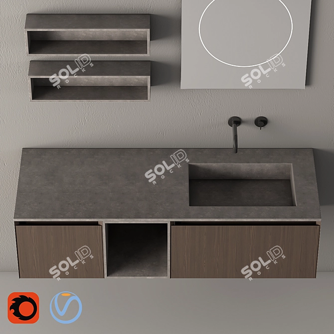 Sleek Modern Bathroom Cabinet | No. 085 3D model image 2
