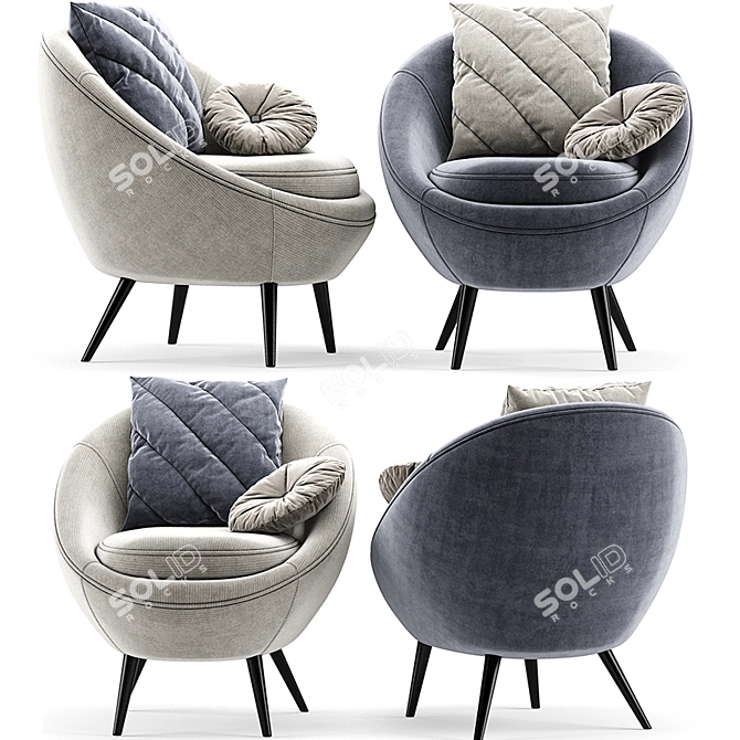 Velvet Accent Chair: Luxurious & Contemporary 3D model image 2