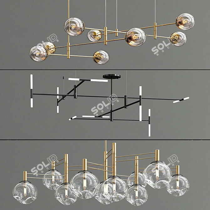 Modern Altona Temper Gap Chandeliers 3D model image 1