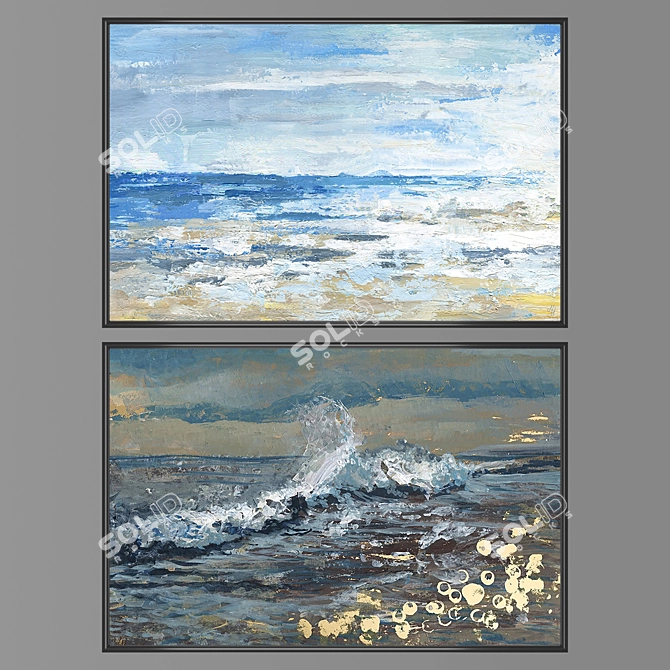 Dual Painting Collection with Frame Options 3D model image 1