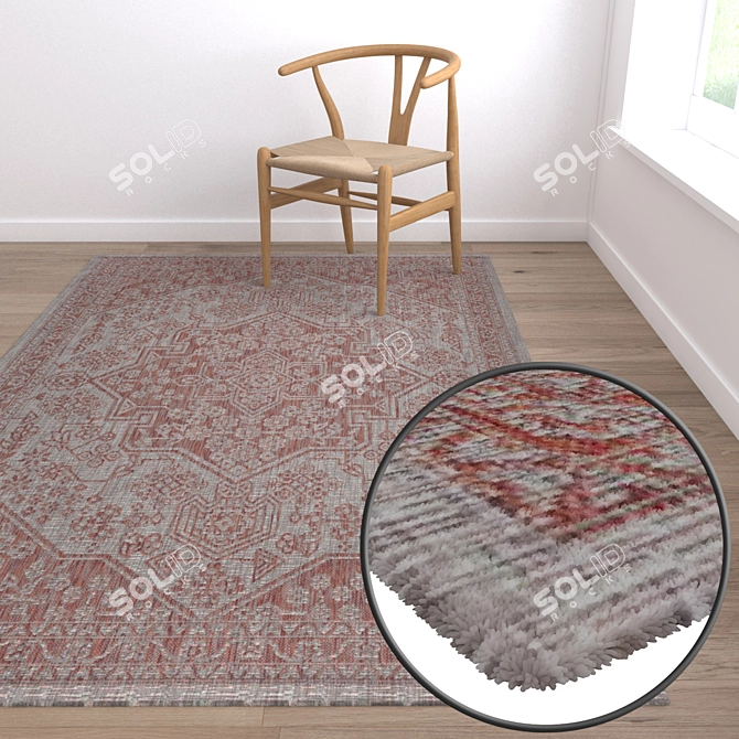 Luxury Textured Carpets Set 3D model image 5