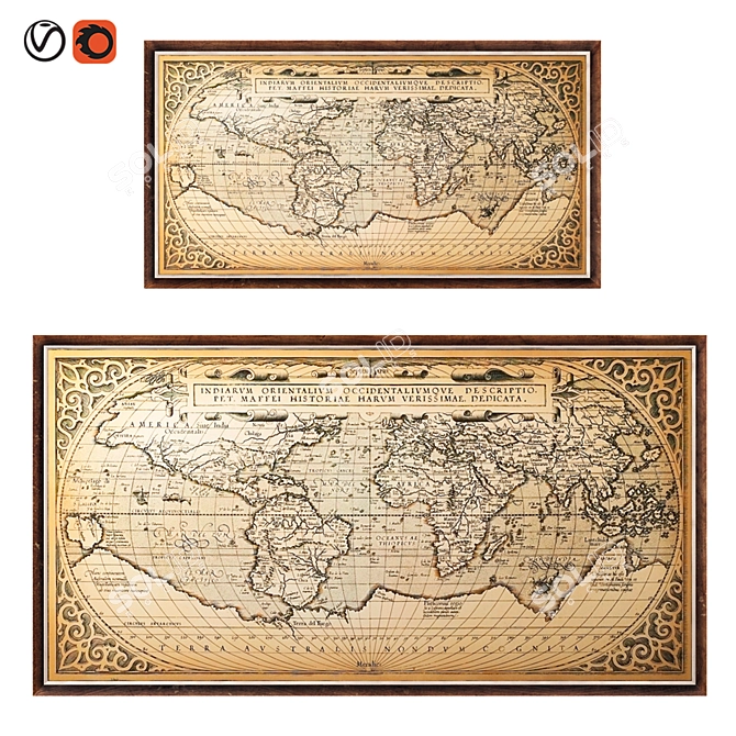 Vintage Style World Map Replica 3D model image 1