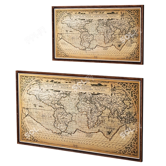 Vintage Style World Map Replica 3D model image 2
