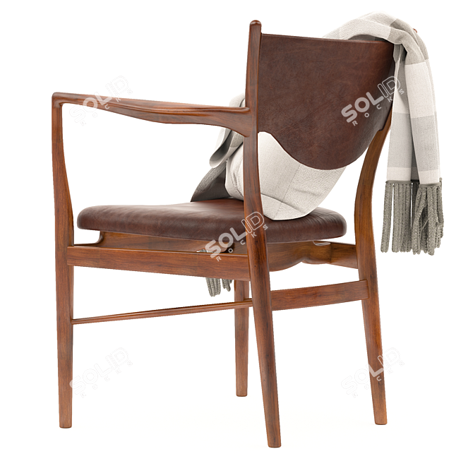 Finn Juhl Midcentury Dining Chair 3D model image 2
