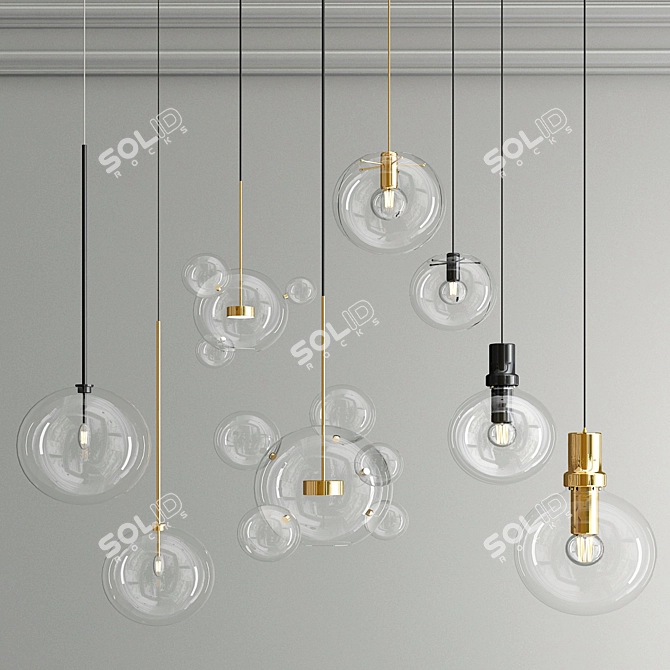 Ethereal Glass Pendant Collection 3D model image 1