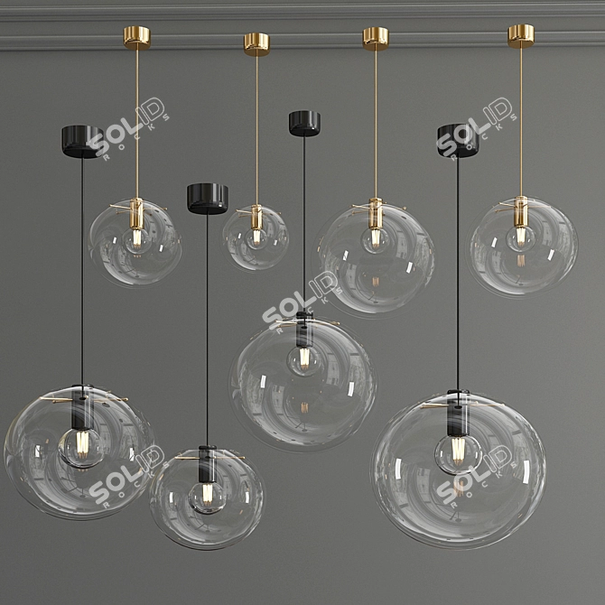 Ethereal Glass Pendant Collection 3D model image 2