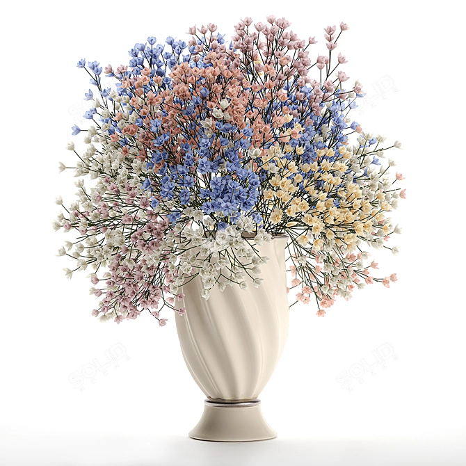 Elegant Floral Vase Bouquet 3D model image 3