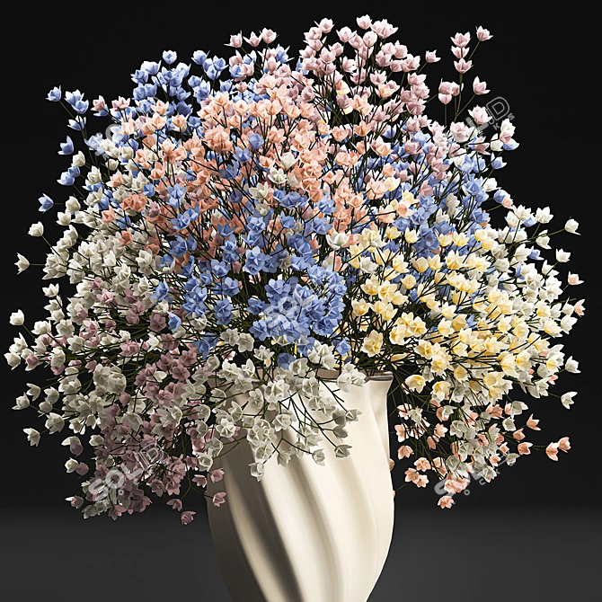 Elegant Floral Vase Bouquet 3D model image 4