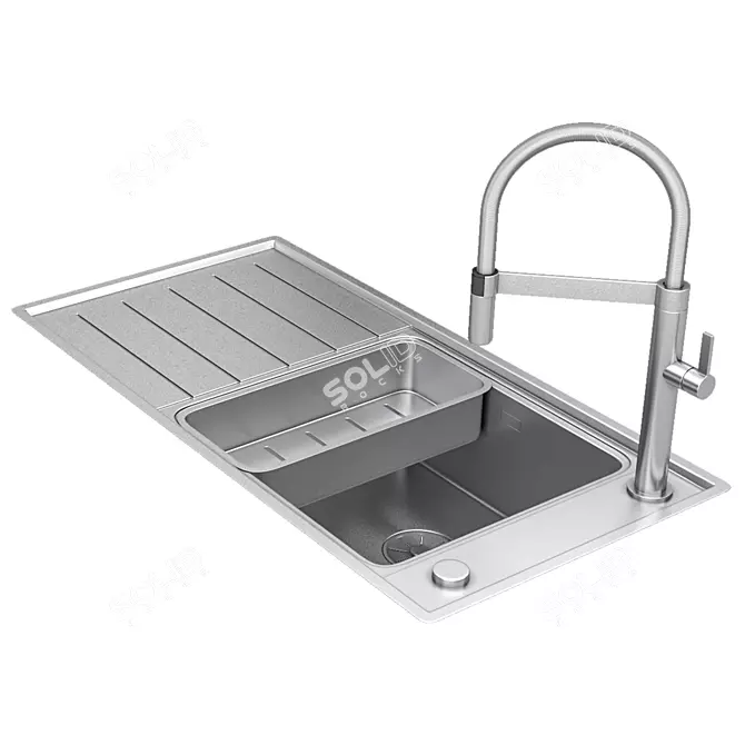 Modern Sink Set with Luxury Faucet 3D model image 3