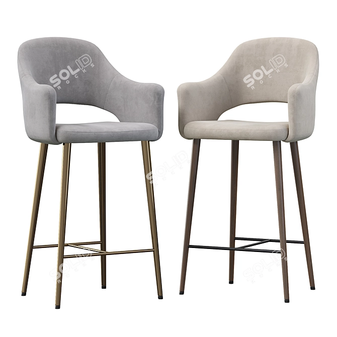 Elegant Martin Barstool: Brown & Beige 3D model image 2