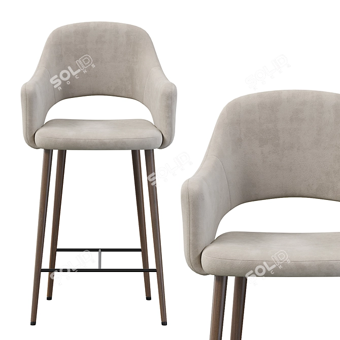 Elegant Martin Barstool: Brown & Beige 3D model image 3