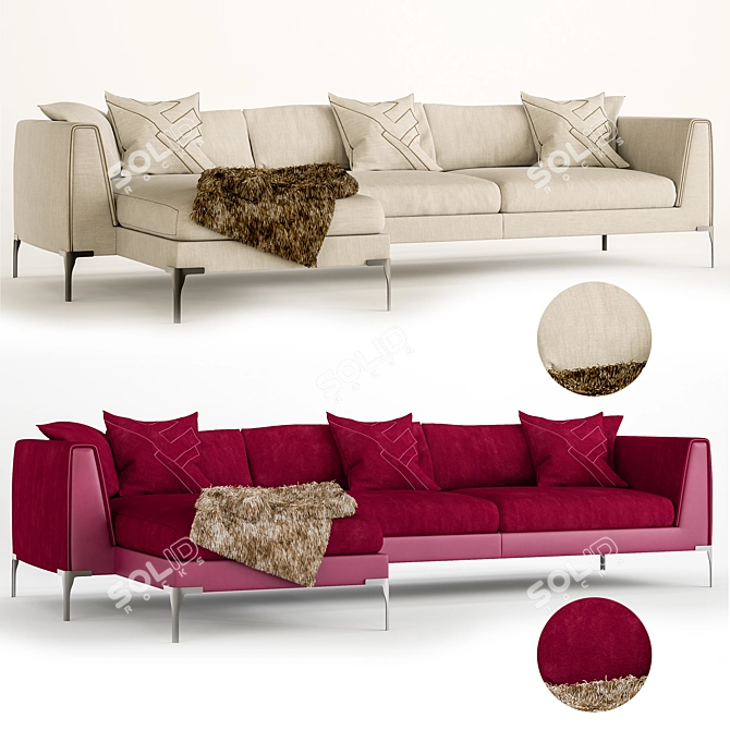 Luxurious Fendi Myhome L-Sofa 3D model image 2
