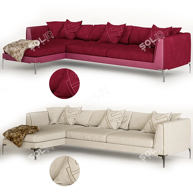 Luxurious Fendi Myhome L-Sofa 3D model image 3