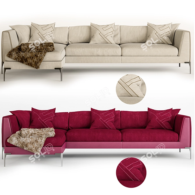 Luxurious Fendi Myhome L-Sofa 3D model image 4