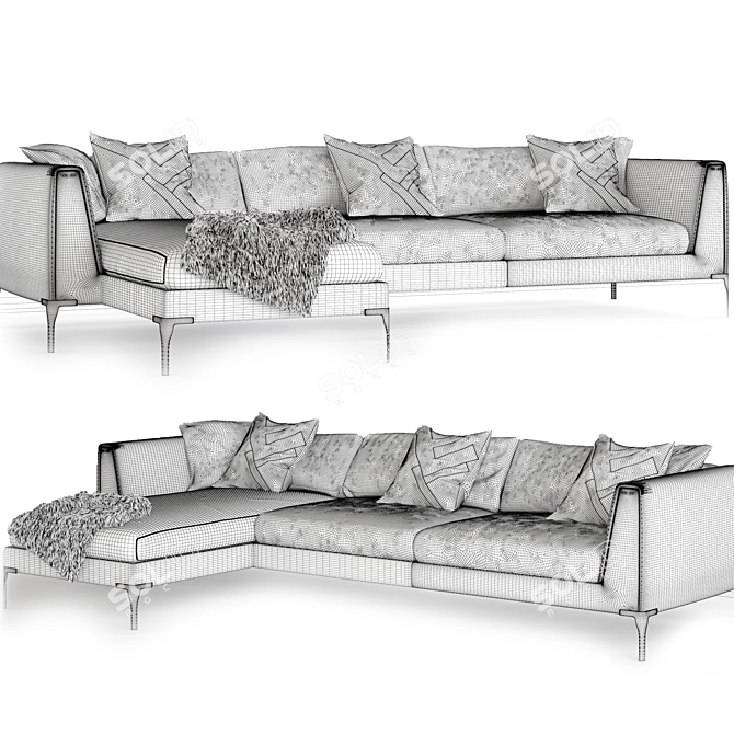 Luxurious Fendi Myhome L-Sofa 3D model image 5